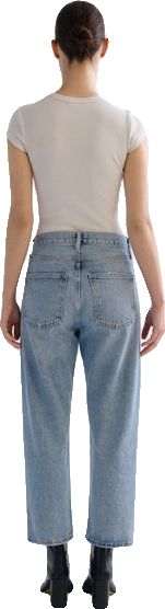Retro Mid-Rise Cropped Straight Leg Jeans