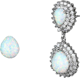 Rhodium-Plated Sterling Silver Opal Earrings