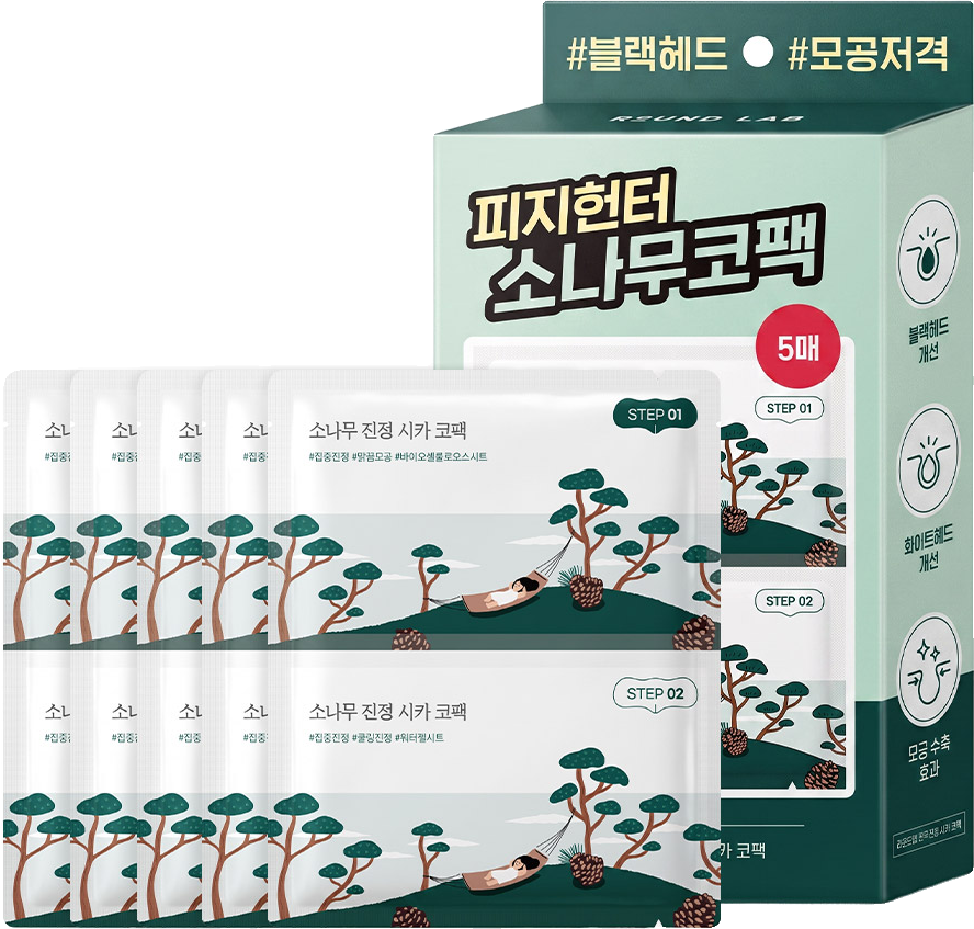 ROUND LAB Pine Calming Cica Nose Pack 2-step Kit 1.35 fl. oz.(40ml) x 5ea