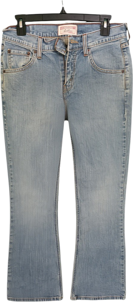 Faded Denim Low-Rise Bootcut Jeans