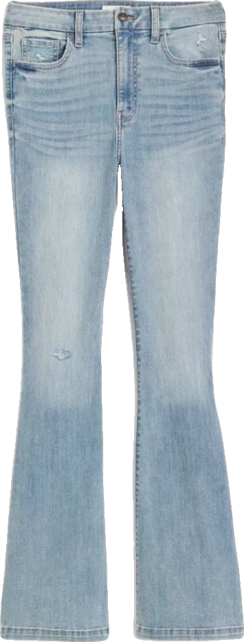 High-Rise Blue Denim Mini-Flare Jeans