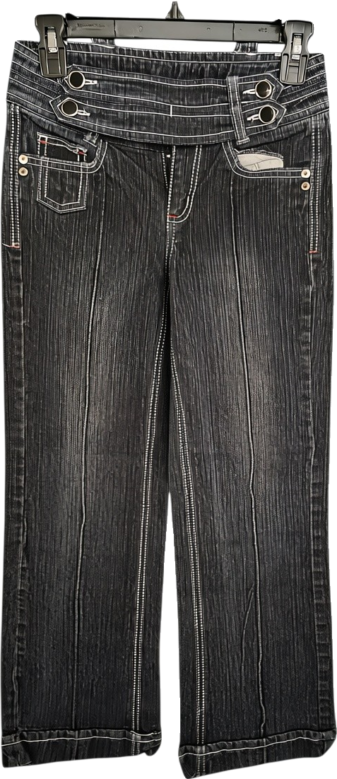 Washed Charcoal O-Ring Wide-Leg Trousers