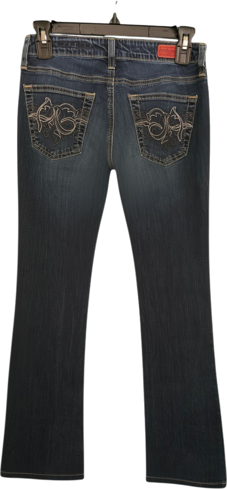Dark Wash Embroidered Bootcut Denim Jeans
