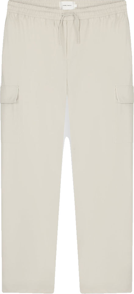 Soft Sand Elastic Waist Cargo Trousers
