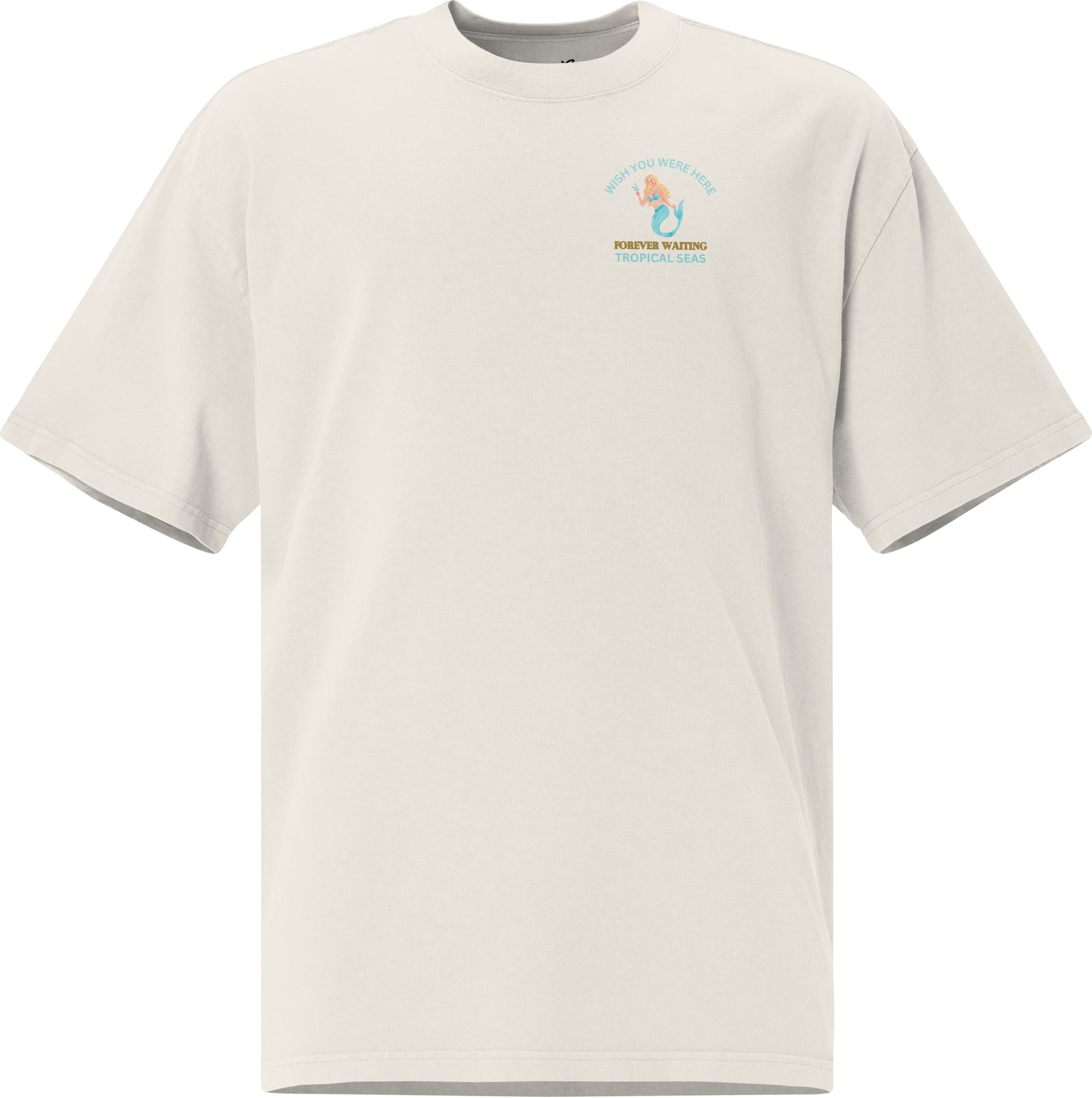 Oversized Faded Mermaid Graphic T-Shirt