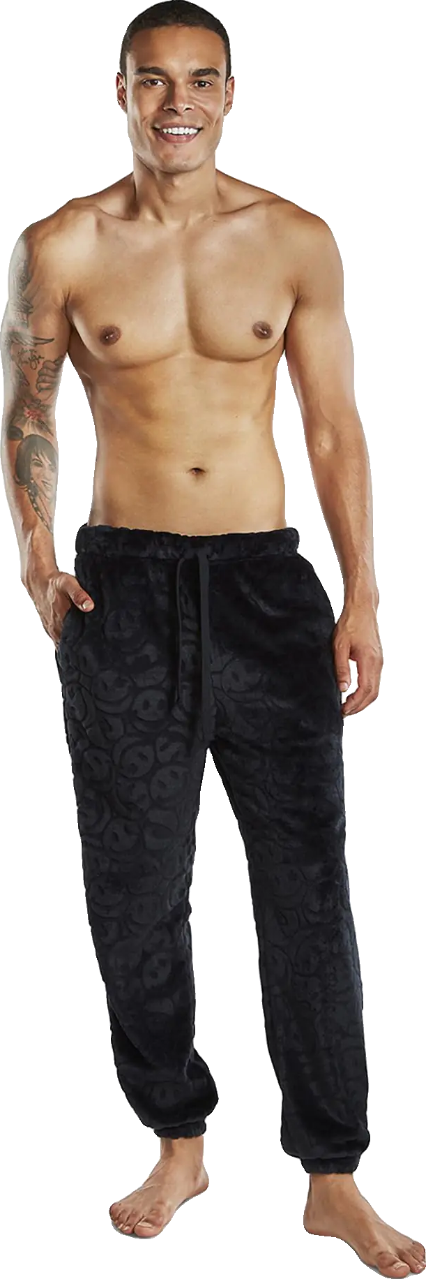 JOE BOXER Tonal Smiley Print Plush Pajama Pants Mens Joggers Mens Lounge Pants w