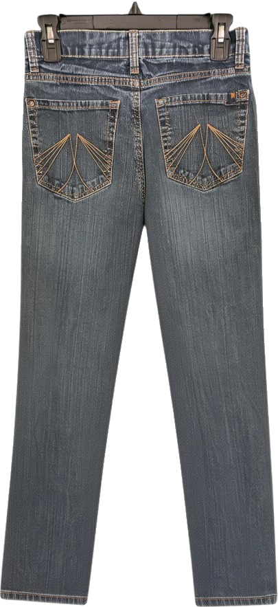 Mid-Wash Embroidered Straight Leg Jeans