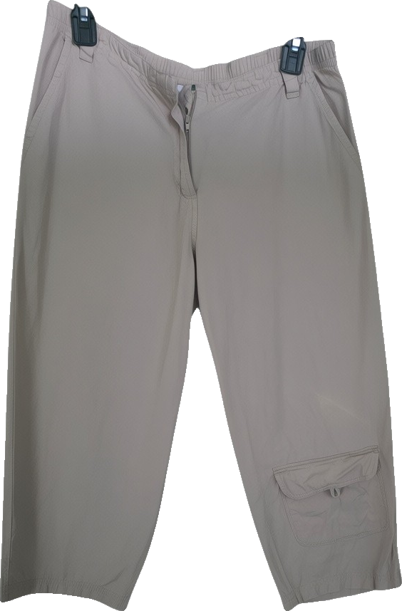 Warm Beige Cropped Cargo Capri Trousers