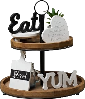 Monochrome Farmhouse Tiered Tray Decor Set