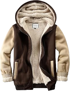 Men Sherpa Jacket Heavyweight Zip Hoodie Fleece