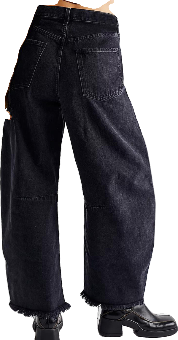 Raw Hem Wide Leg Jeans with Pockets