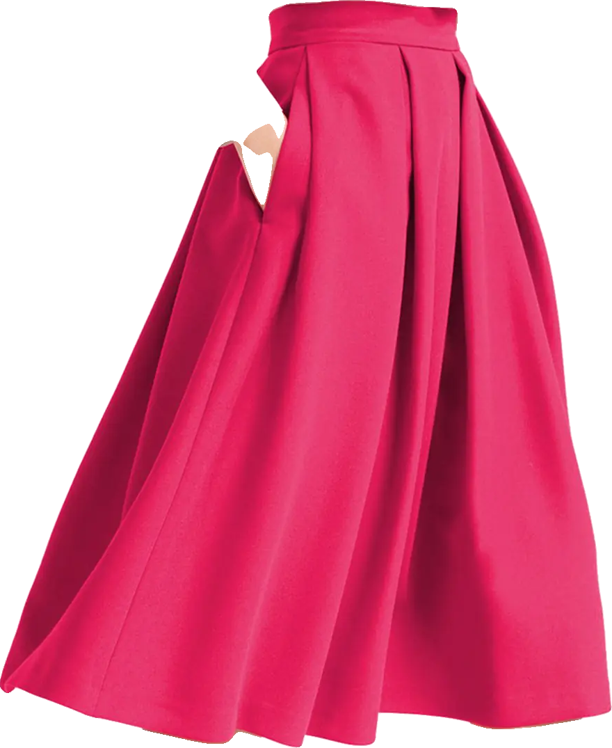 Yige Womens High Waisted A line Skirt Skater Pleated Full Midi Skirt Pink US12