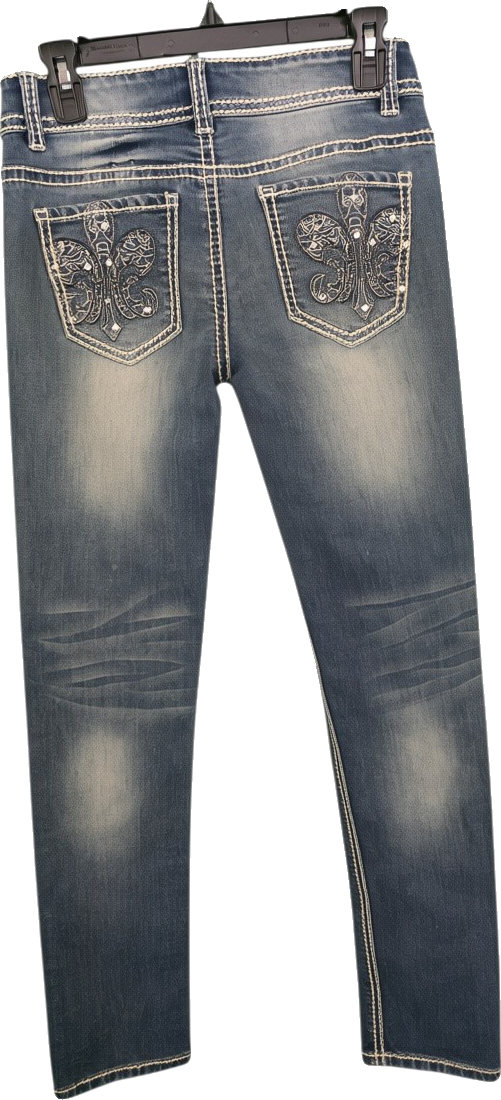 Artisan-Embroidered Slim-Fit Distressed Denim