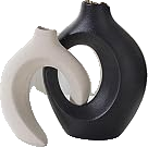 Black and Off-White Ceramic Snuggle Vases