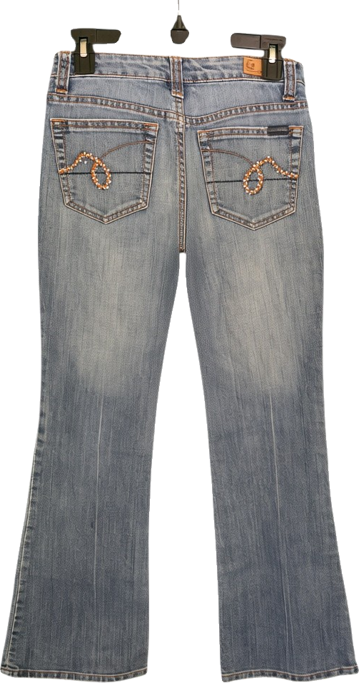 Crystal Embellished Faded Bootcut Jeans