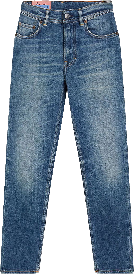 Mid-Rise Faded Denim Cropped Trousers