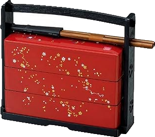 Japanese Lacquered Sakura Three-Tier Bento Box