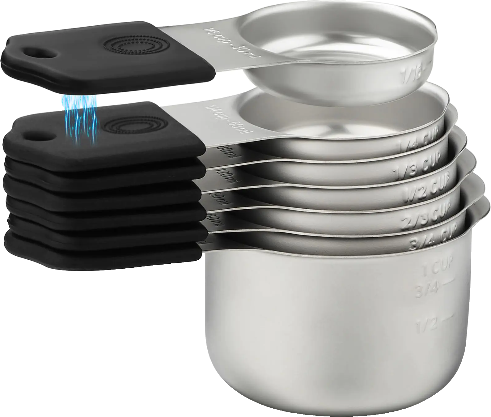 Magnetic Measuring Cups Set 7 Stainless Steel Stackable Nesting Measuring Cups f