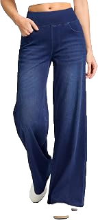 High-Rise Wide-Leg Stretch Denim Trousers