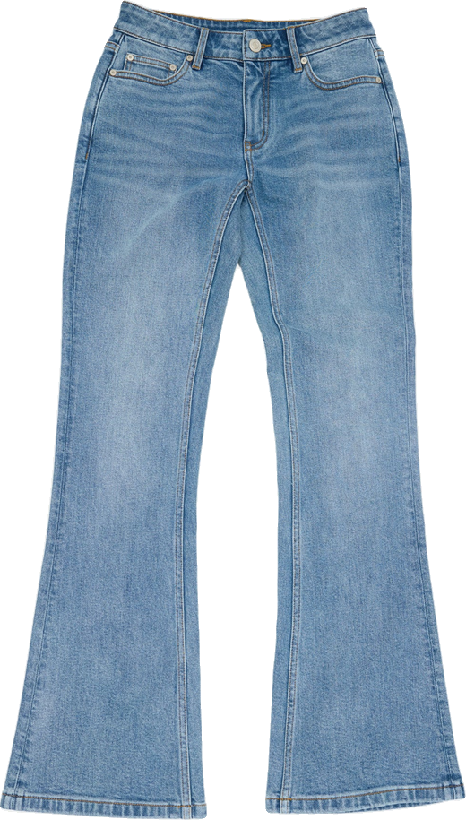 Mid-Wash Blue Denim Bootcut Jeans