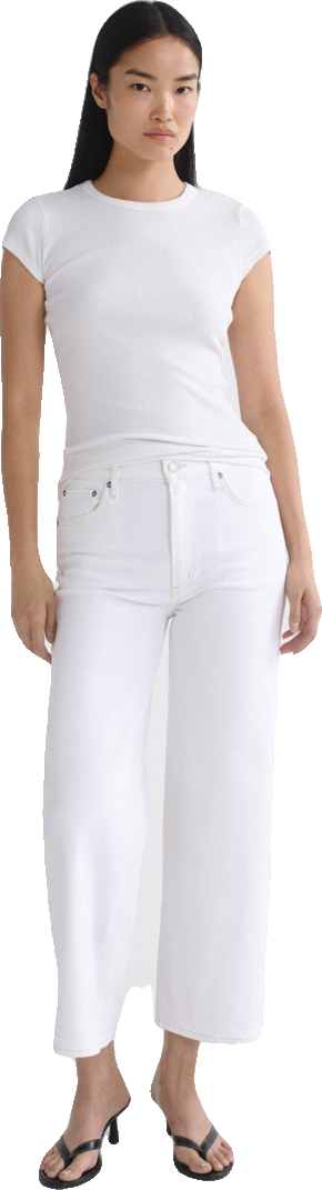Light Wash Cropped Denim Trousers