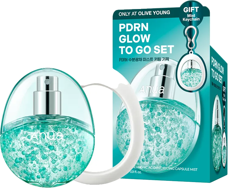 Anua PDRN Hyaluronic Acid Hydrating Capsule Mist 1.01 fl. oz.(30ml) + Keychain Set