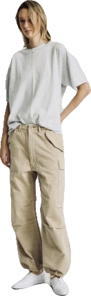Taupe Cropped Cargo Utility Trousers