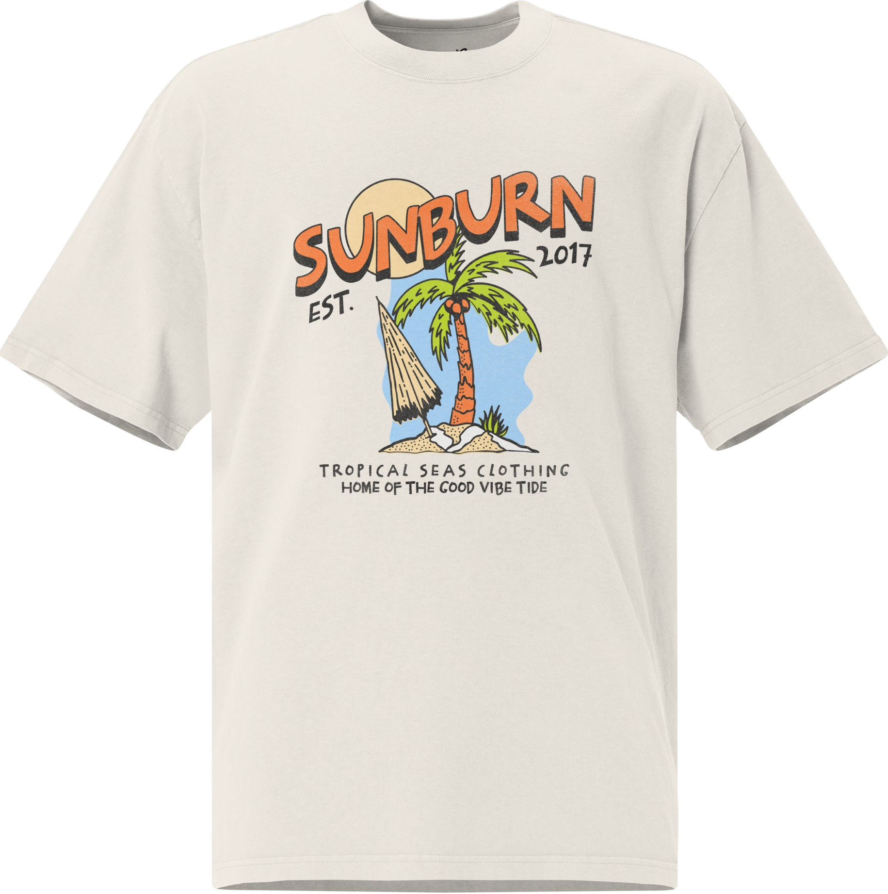 Oversized Tropical Sunburn Washed Cotton T-Shirt