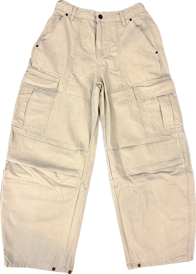 Drawstring Waist Greige Utility Trousers
