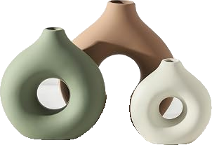 Artisanal Brown Ceramic Vases, Set of Three