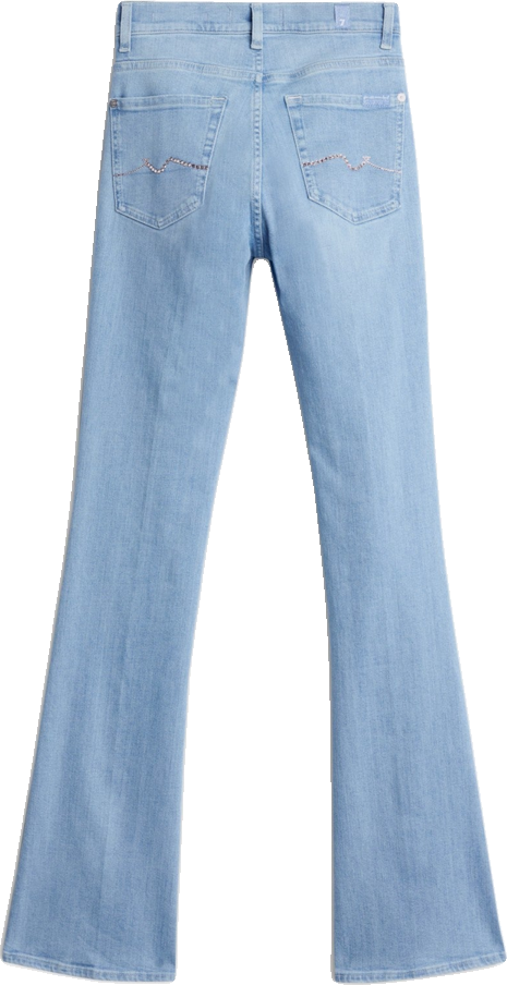 Faded Blue Embellished Pocket Bootcut Jeans