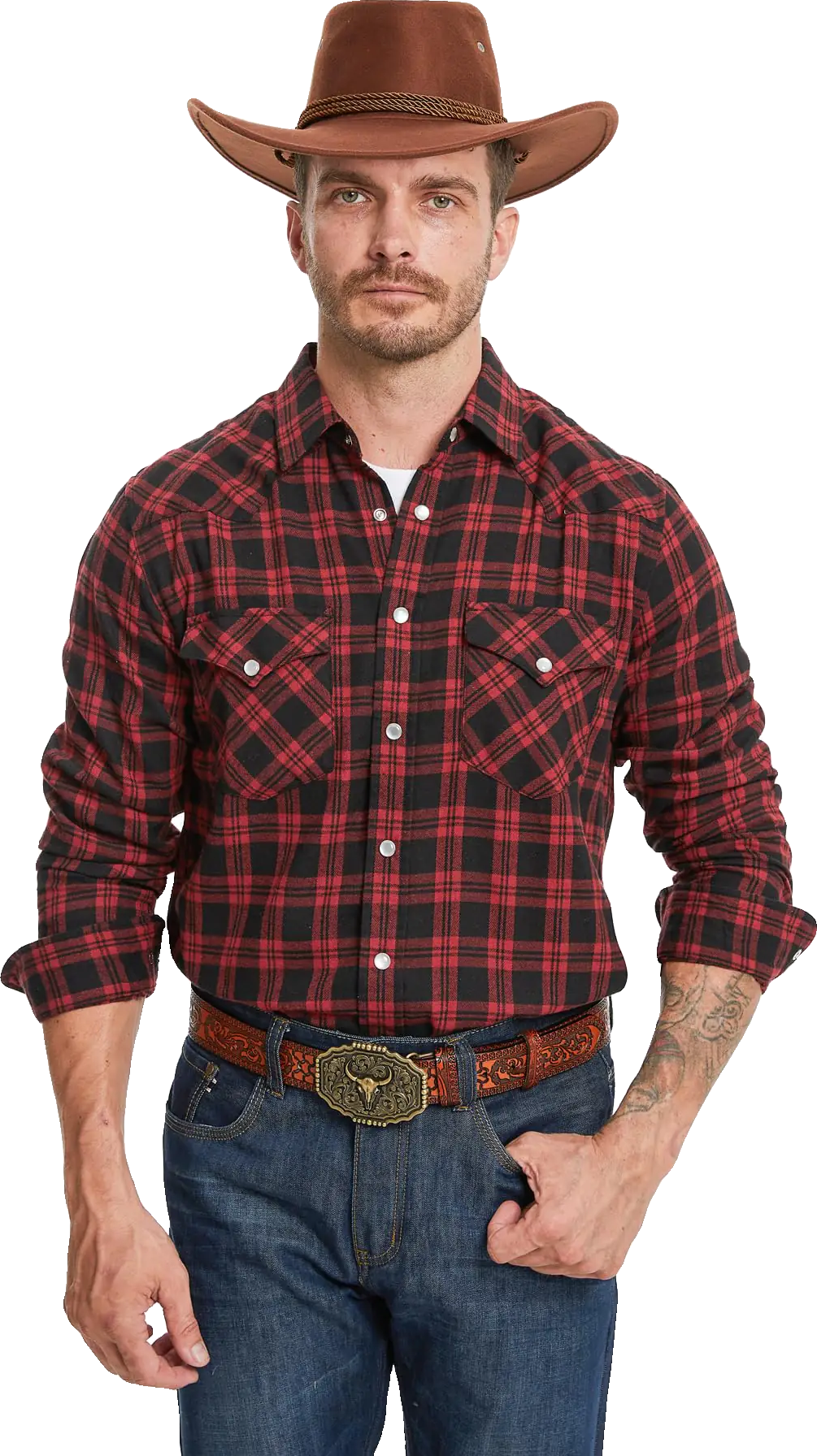 Westbro® Flannel Shirt for Men Western Shirts for Men Pearl Snap Cowboy Plaid Vi