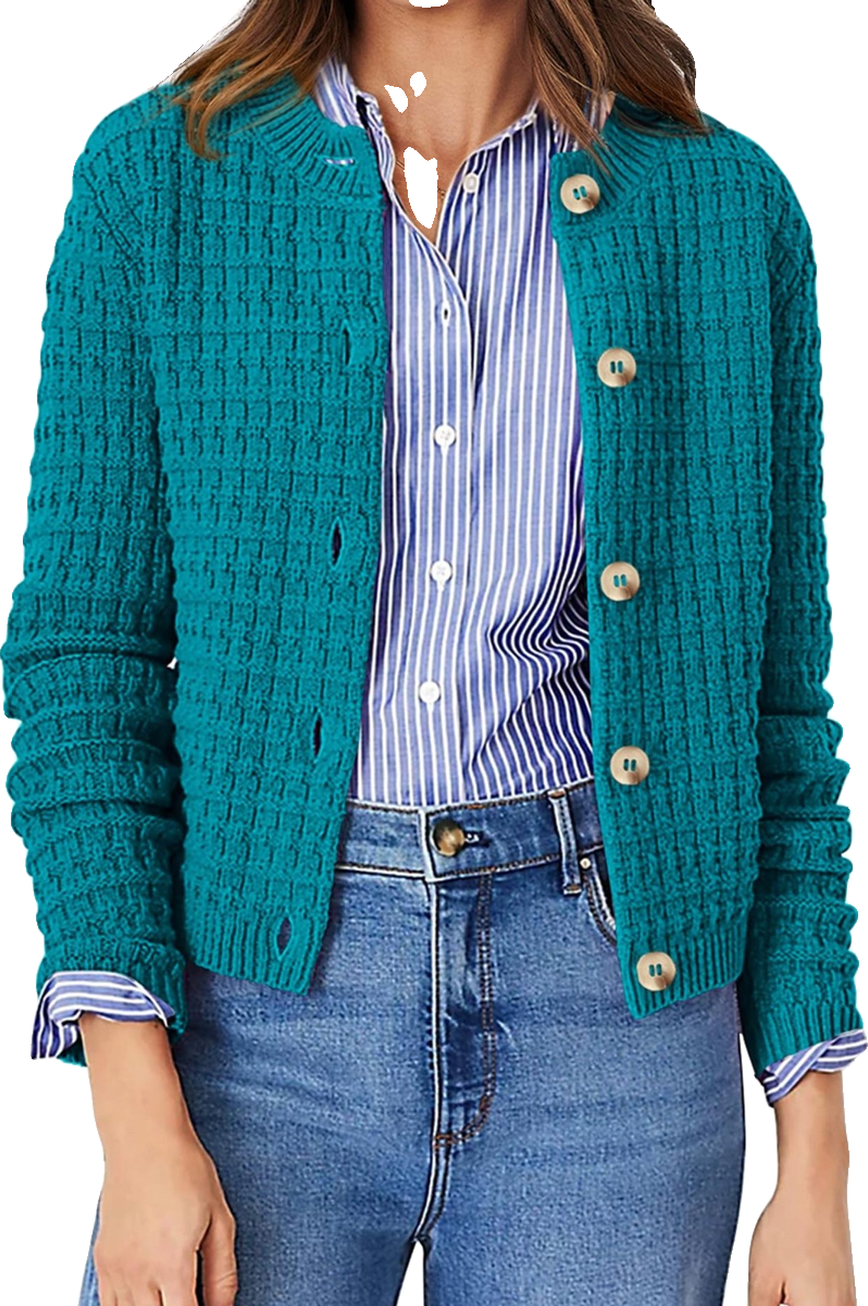 Textured Knit Button-Front Cardigan