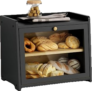 Modern Two-Tier Matte Black Bread Box