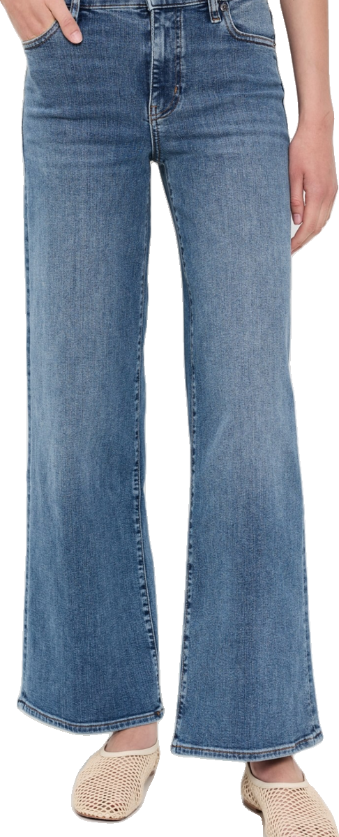 Effortless Mid-Wash Flared Denim Jeans