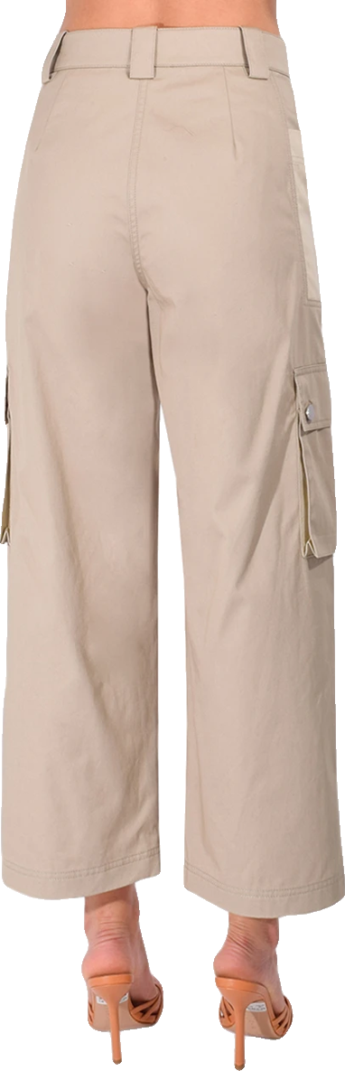 Taupe Cropped Cargo Trousers with Cinch Hem