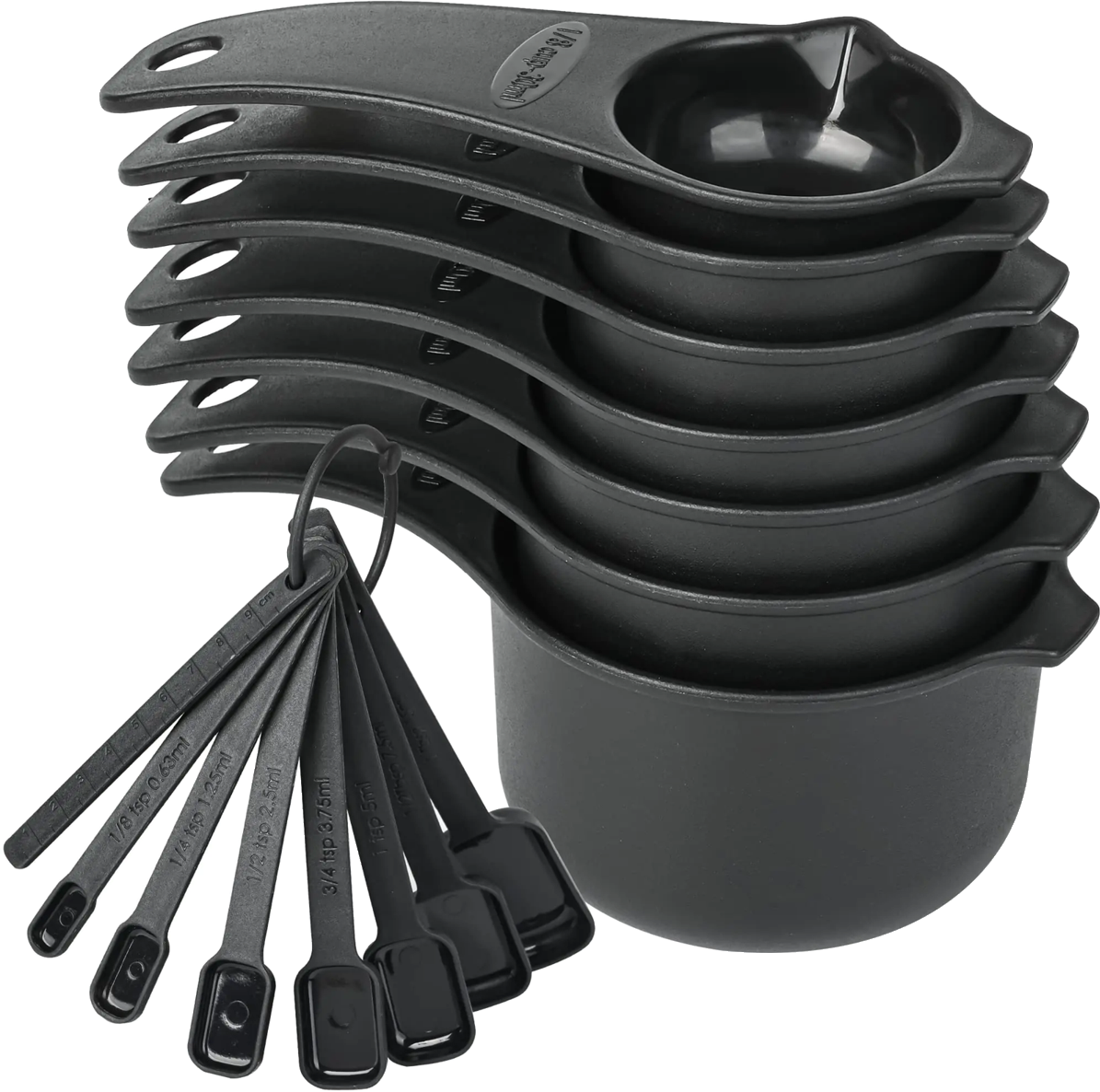 Smithcraft Measuring Cups and Spoons Set Plastic Measuring Cup Set 15 Black Dry