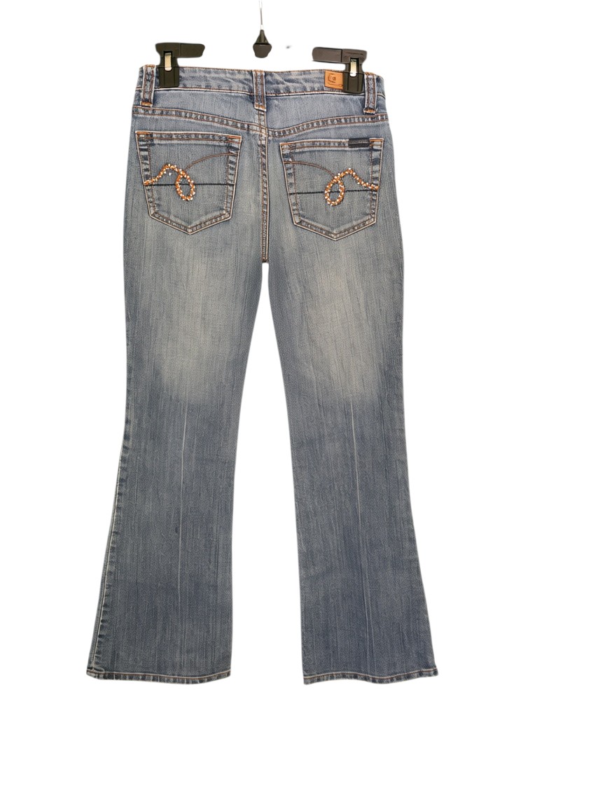 Crystal Embellished Faded Bootcut Jeans