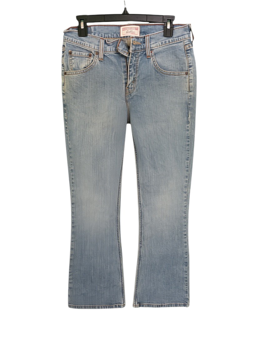 Faded Denim Low-Rise Bootcut Jeans