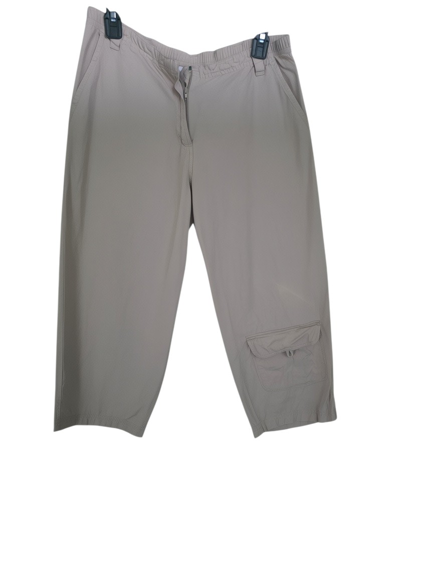 Warm Beige Cropped Cargo Capri Trousers