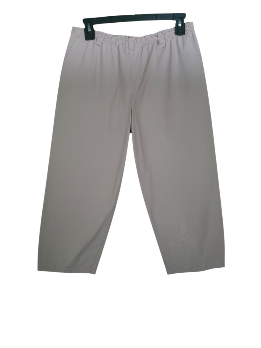 Greige Relaxed Wide-Leg Crop Trousers
