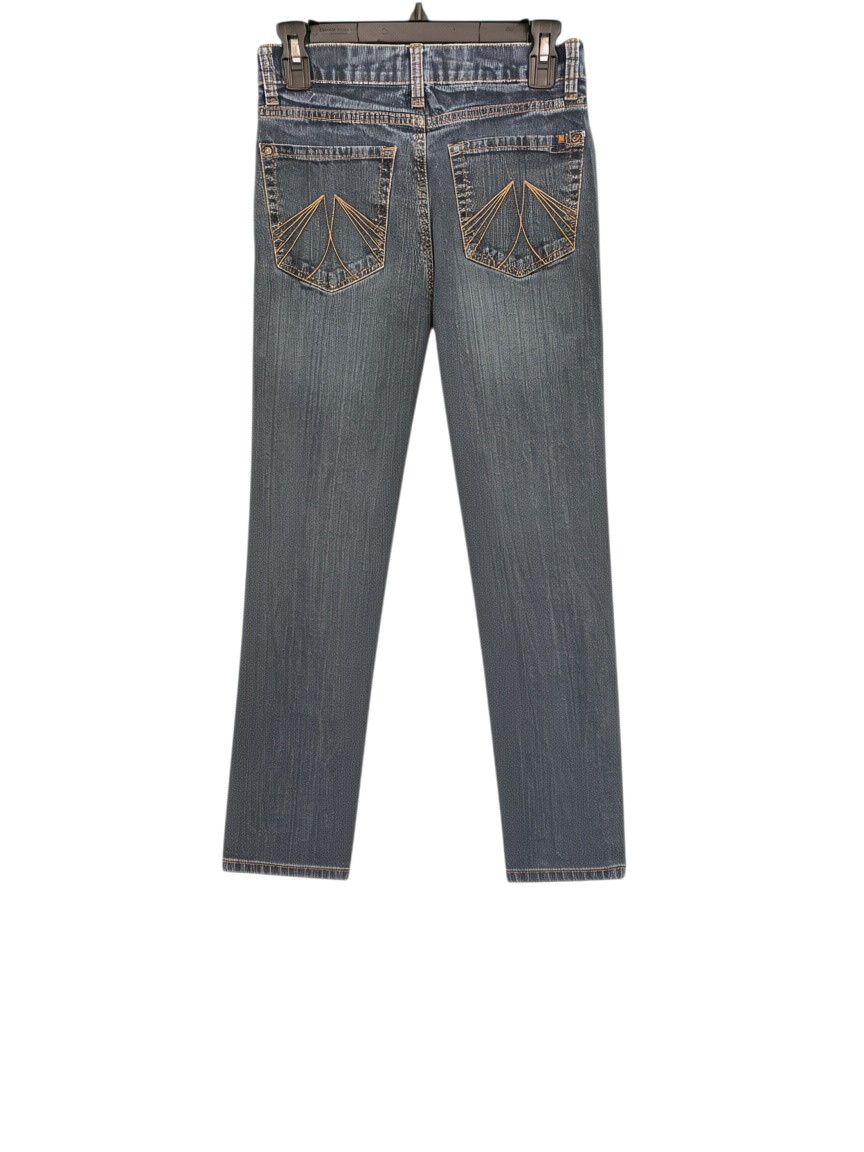 Mid-Wash Embroidered Straight Leg Jeans