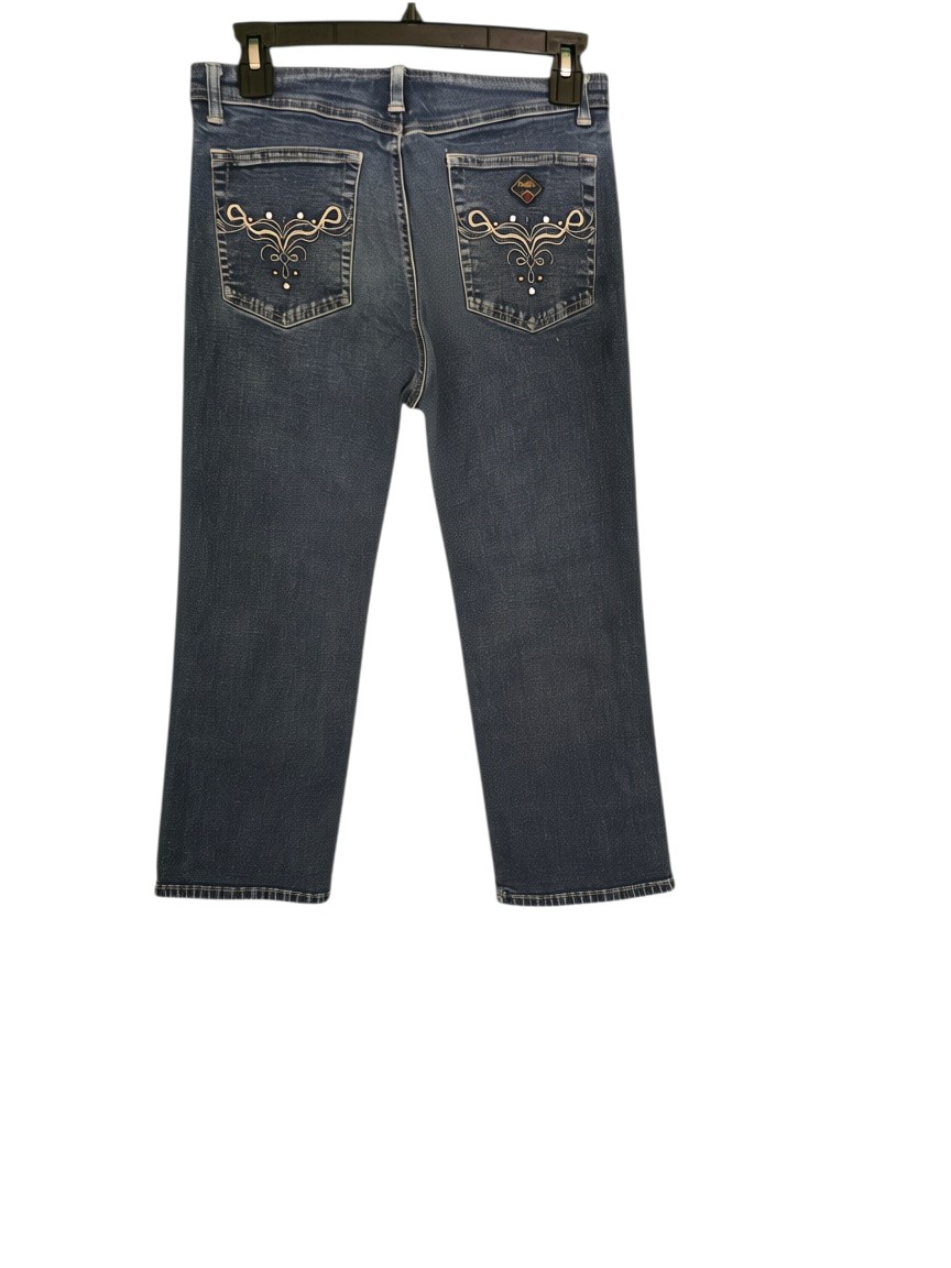 Signature Embroidery Mid-Rise Cropped Jeans