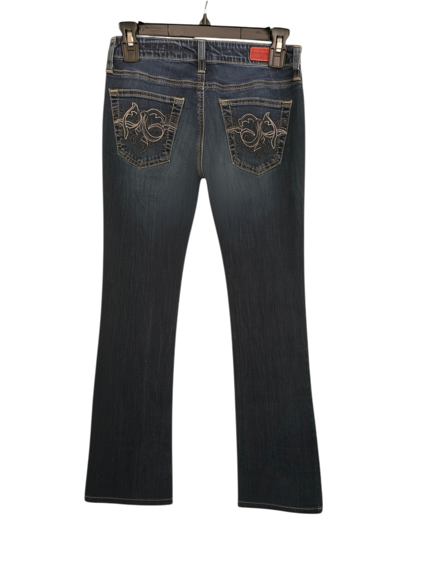 Dark Wash Embroidered Bootcut Denim Jeans
