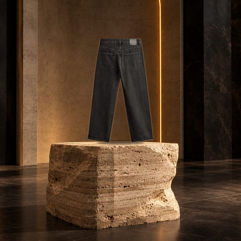 Stone Grey High-Rise Tapered Jeans
