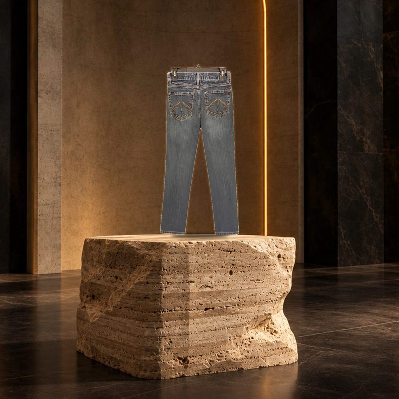 Mid-Wash Embroidered Straight Leg Jeans