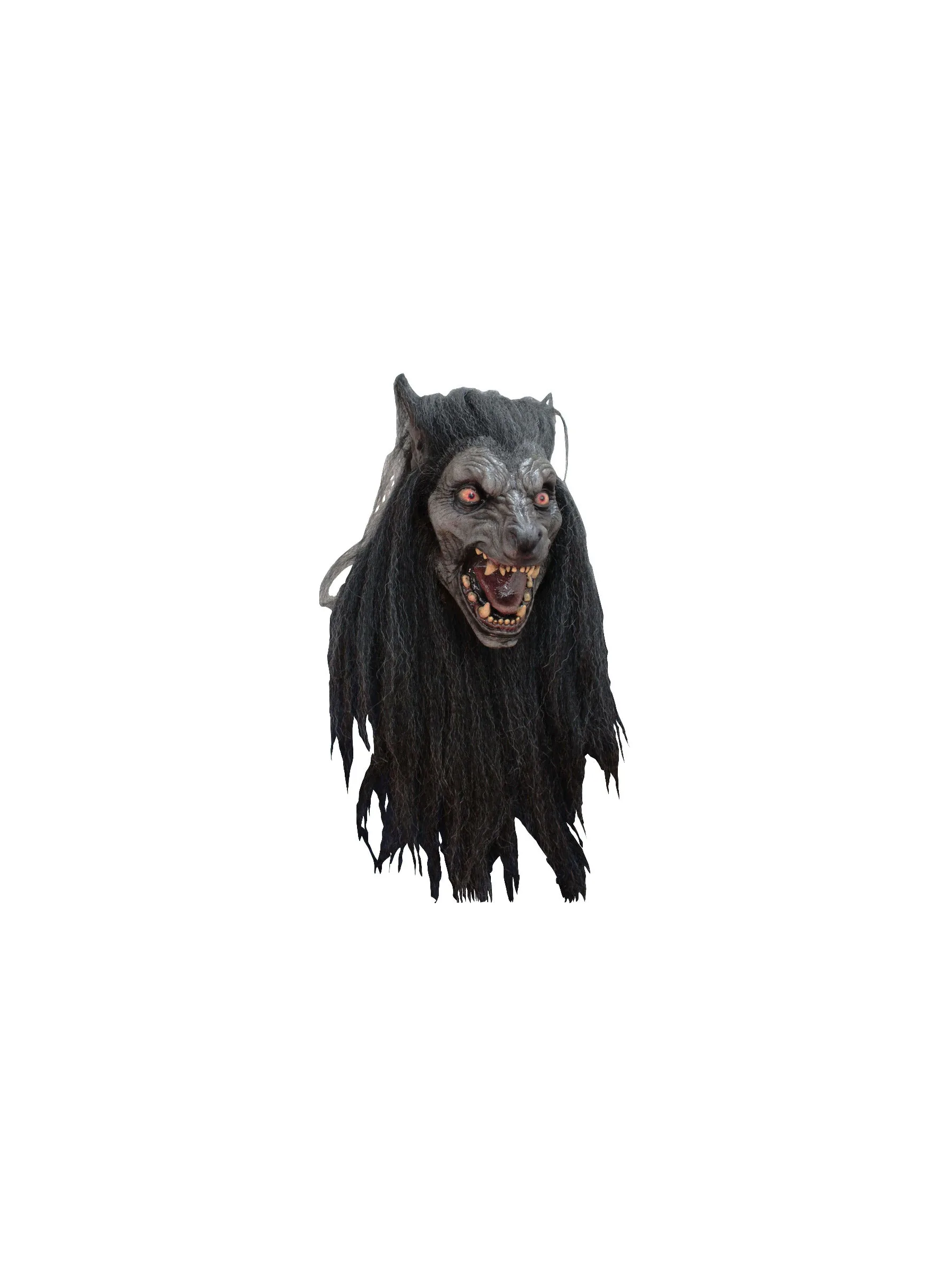 Black Moon Wolfman Mask With Realistic Hair
