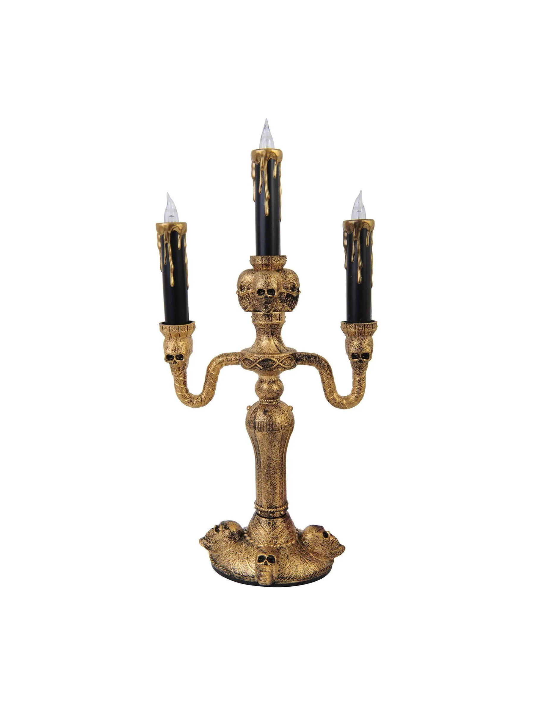 14" Gold Haunted LED Flames Candelabra