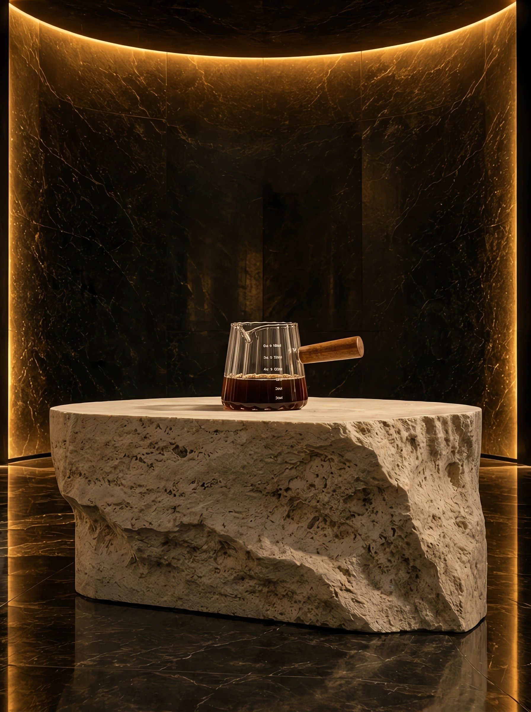 Glass Espresso Cup with Wooden Handle, 180 ml