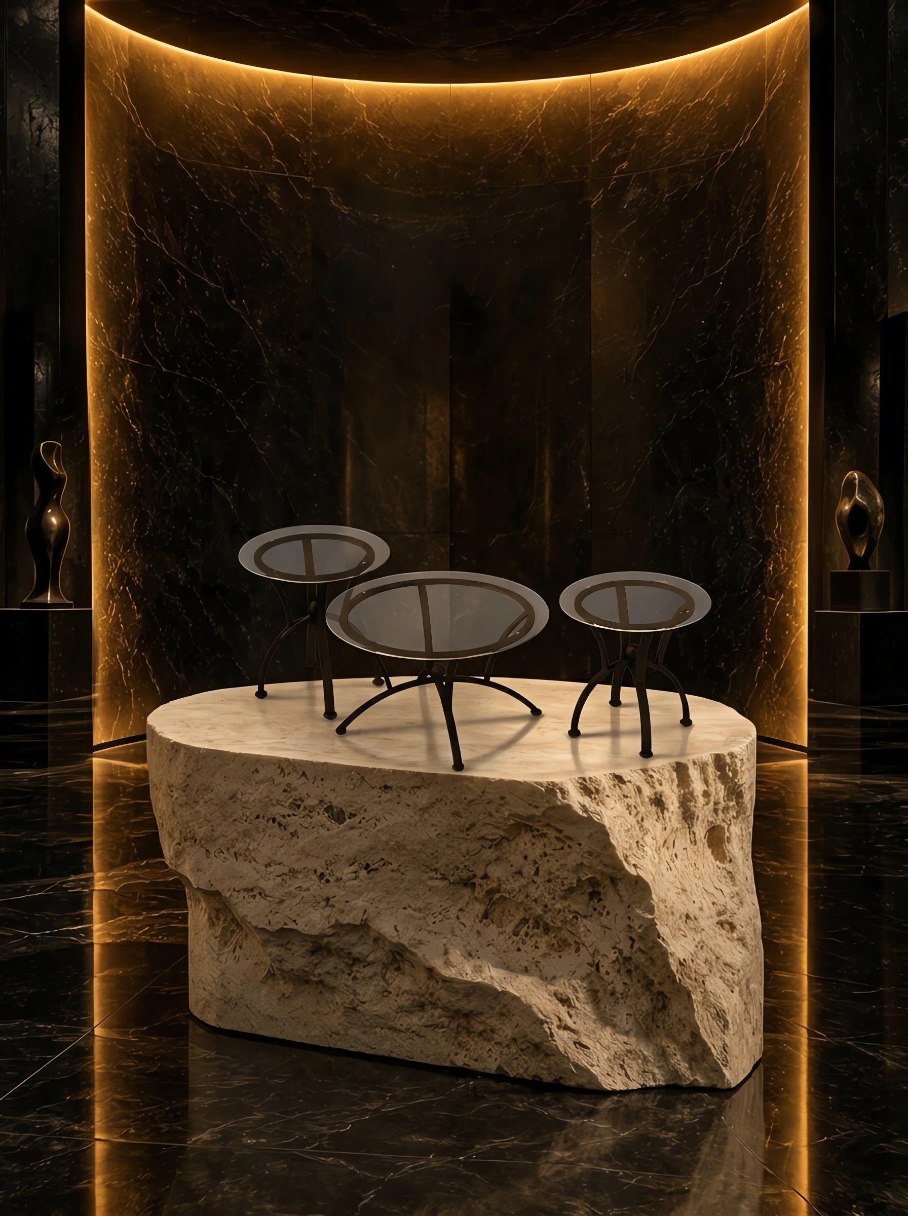 Tempered Glass Coffee Table Set, 3 Piece